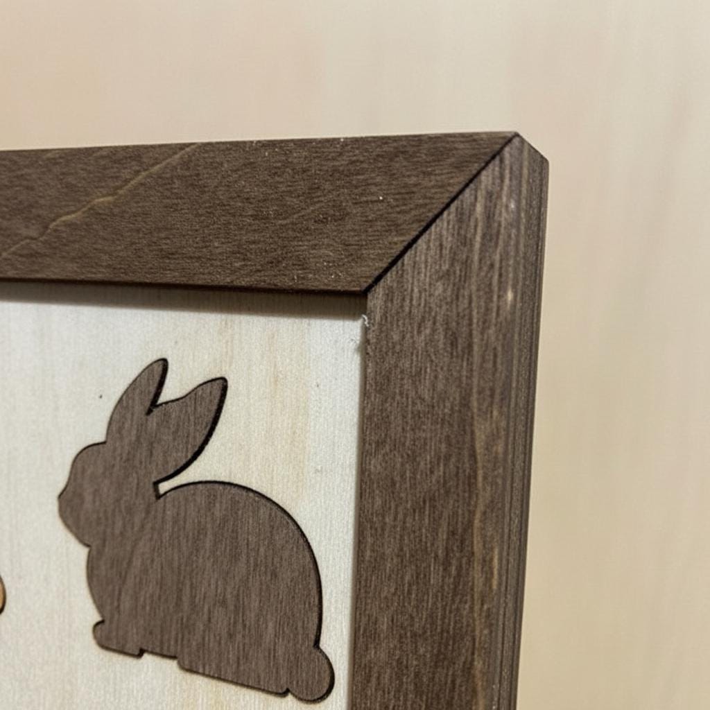 Rustic Wooden Bunny Frame Decor | Farmhouse Wood Wall Art | Shelf Sitter Bunny Decor | Country Home Gift Idea - TheGrumpyRooster