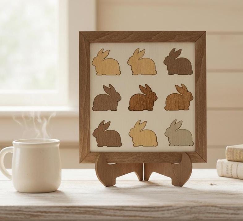 Farmhouse Bunny Grid Wall Art Collection | Set of 4 Layered Wood Panels | Cottage Home Decor Bundle Gift - TheGrumpyRooster