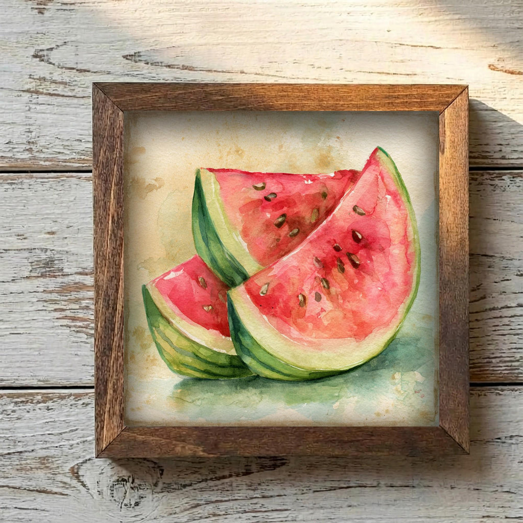 Framed Watermelon Art Print | Rustic Farmhouse Kitchen Decor