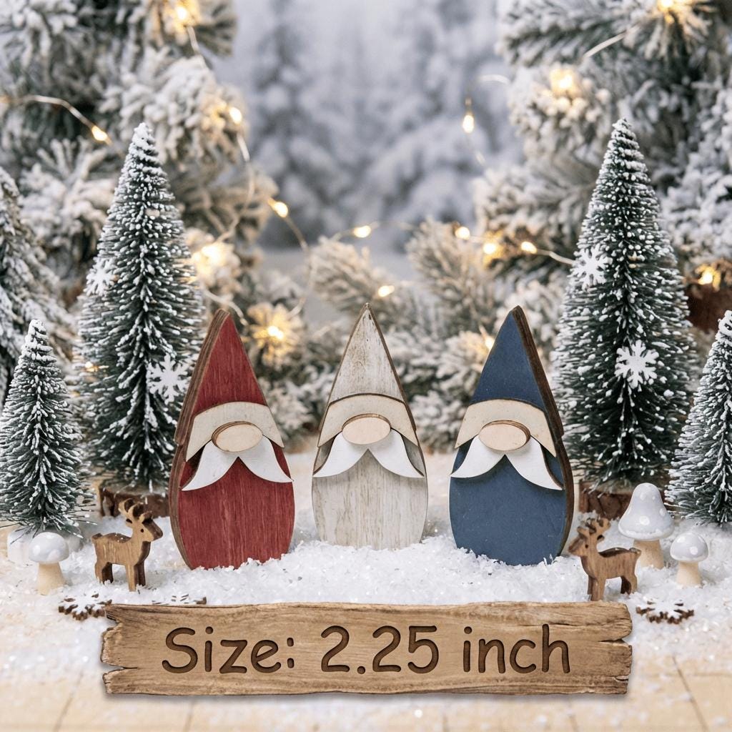 Patriotic Wood Gnome Shelf Sitter Set | Americana Tiered Tray Decor | Red White Blue Mini Decor | 4th of July Gift - TheGrumpyRooster