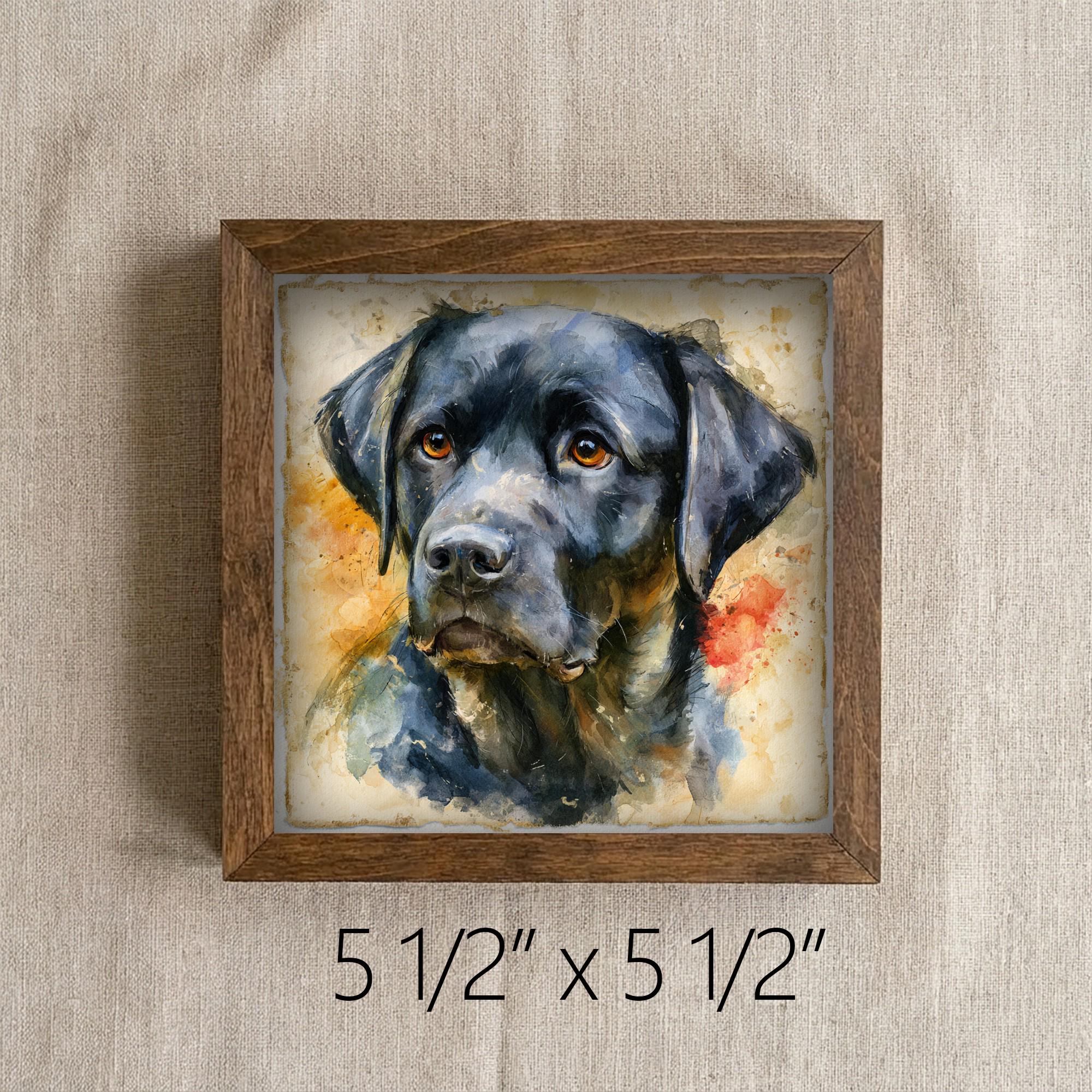 Framed Black Lab Art Print | Rustic Farmhouse Dog Decor