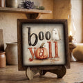 Framed Boo Y'all Ghost Art Print | Rustic Halloween Shelf Decor