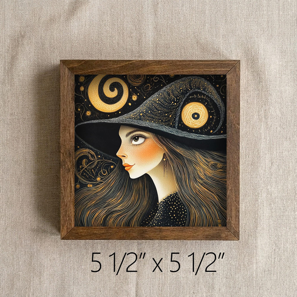 Framed Witch Art Print | Rustic Halloween Farmhouse Decor