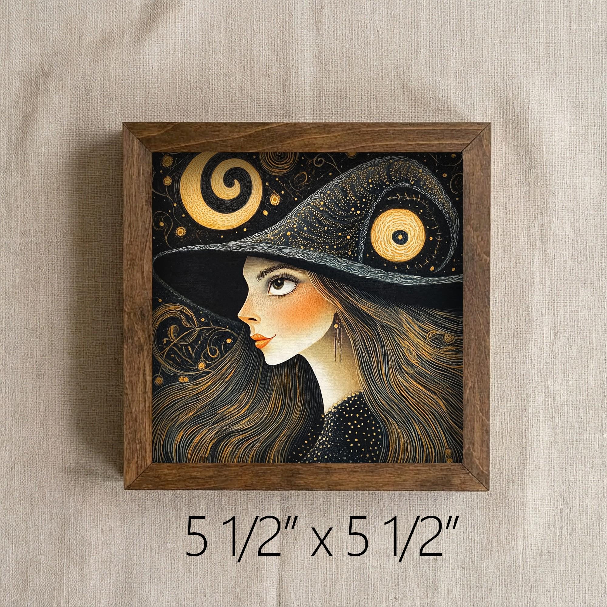 Framed Witch Art Print | Rustic Halloween Farmhouse Decor