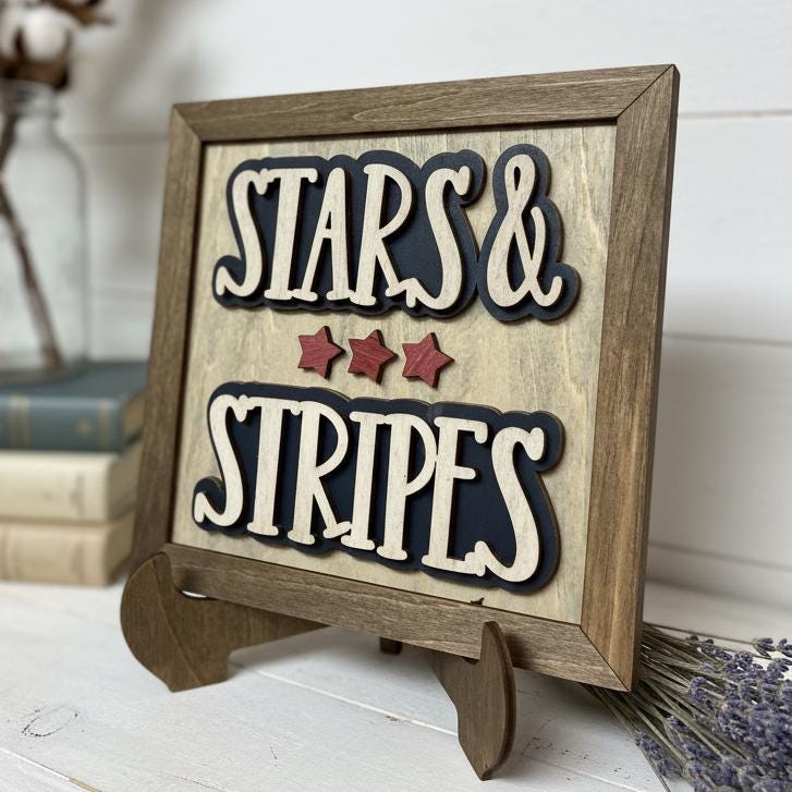 Patriotic Wood Signs | Stars Stripes, Land Free | Farmhouse 4th July Decor - TheGrumpyRooster