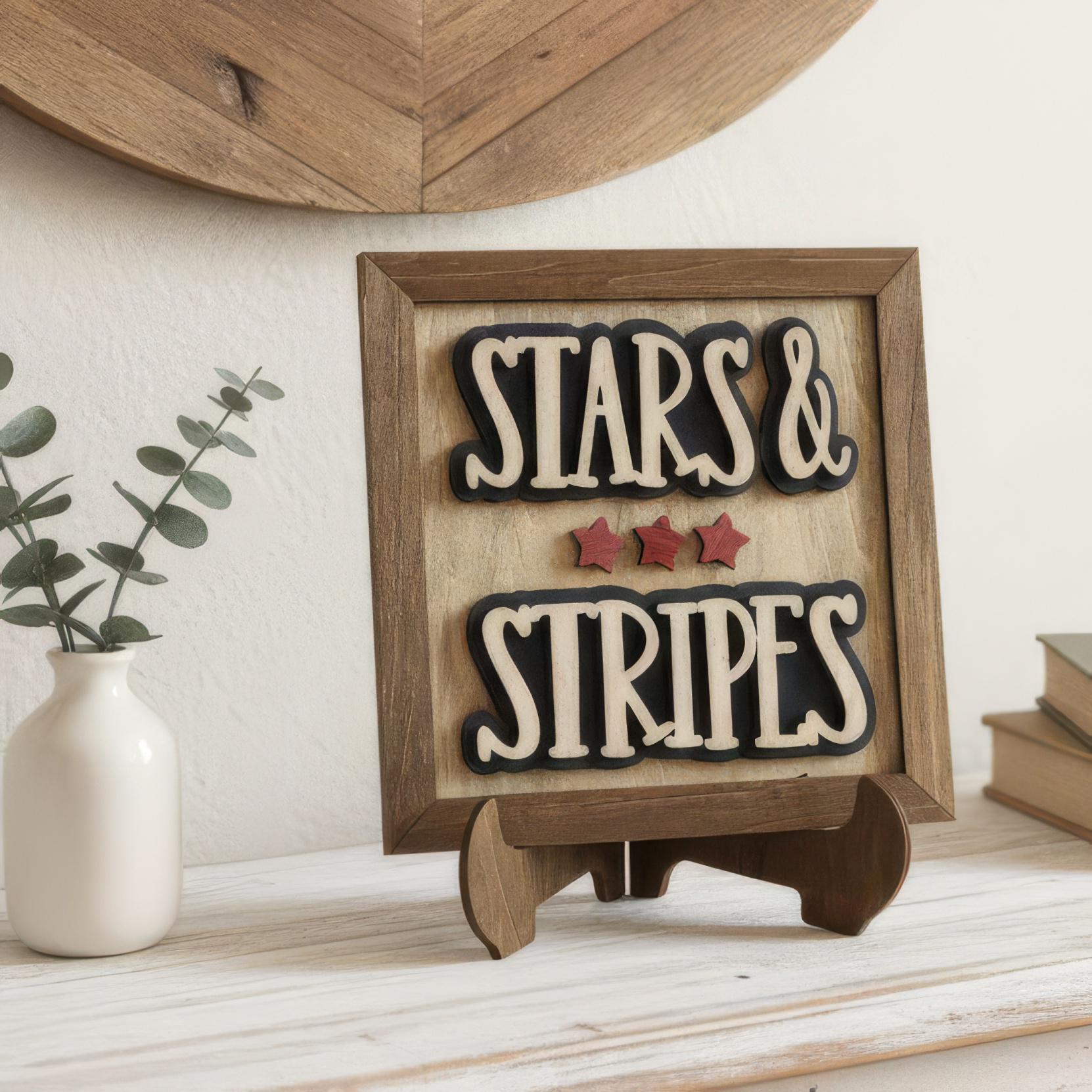 Patriotic Wood Signs | Stars Stripes, Land Free | Farmhouse 4th July Decor - TheGrumpyRooster
