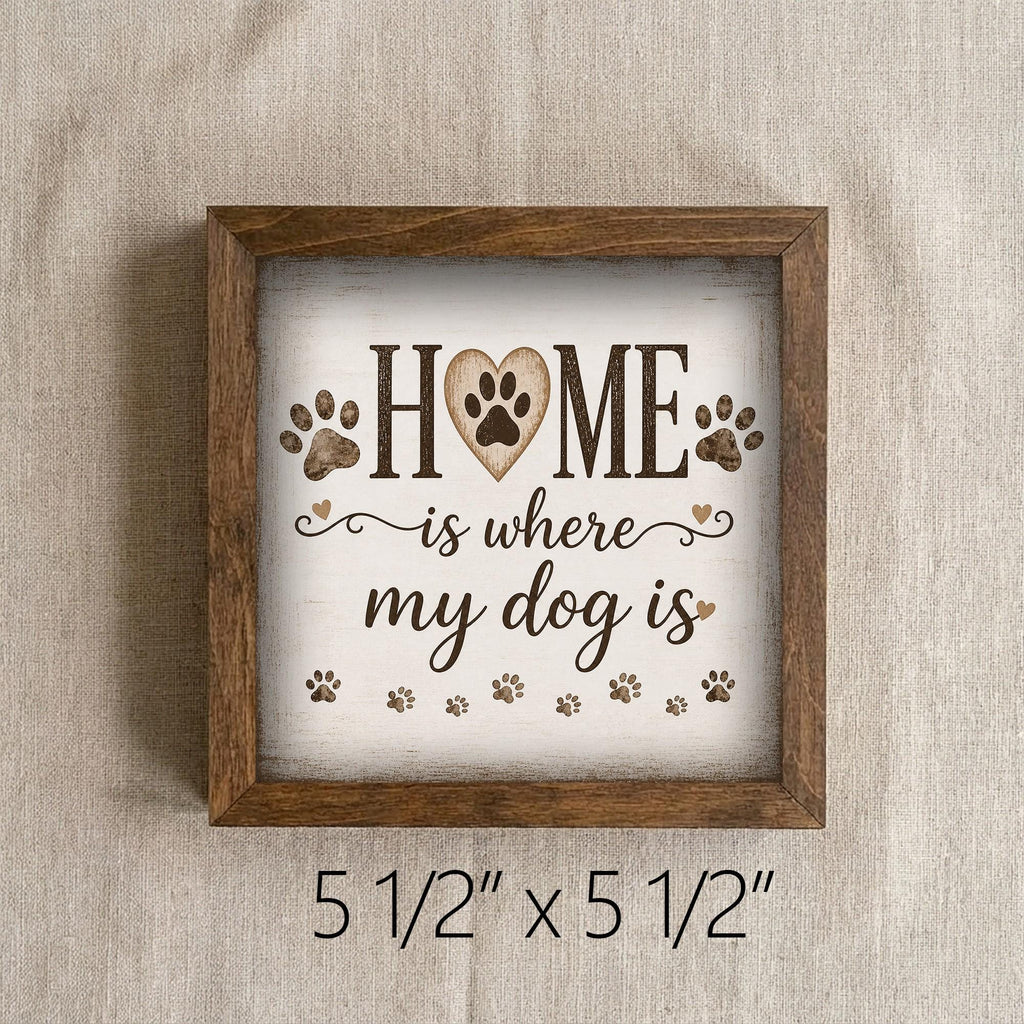 Framed Dog Paw Print Art | Rustic Farmhouse Pet Decor