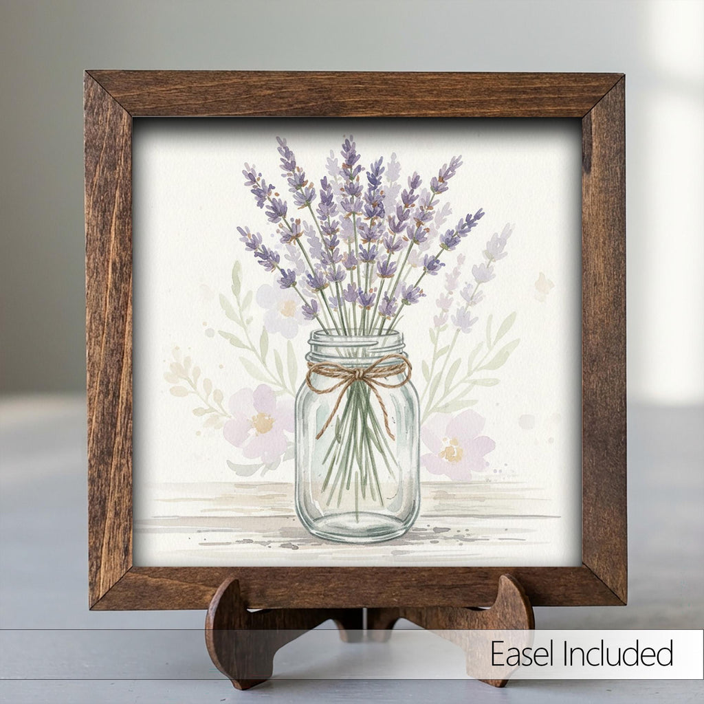 Lavender Flower Wall Art Sign – Rustic Mason Jar Framed Art Print - TheGrumpyRooster