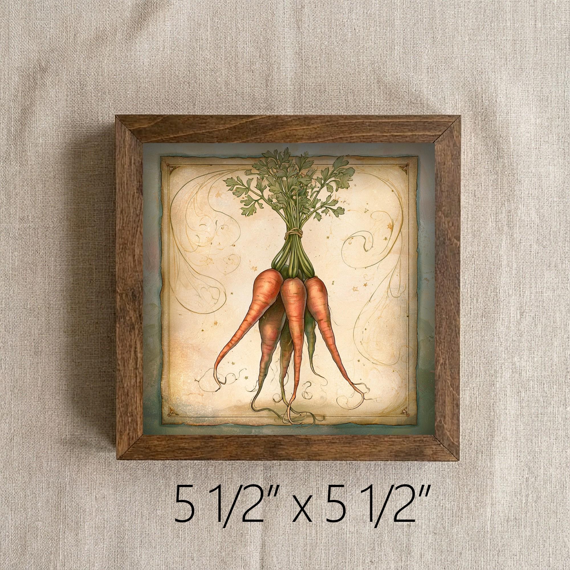 Framed Carrot Art Print | Rustic Farmhouse Kitchen Decor