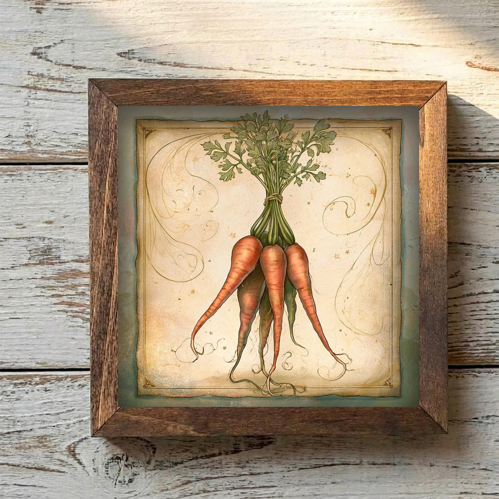 Framed Carrot Art Print | Rustic Farmhouse Kitchen Decor