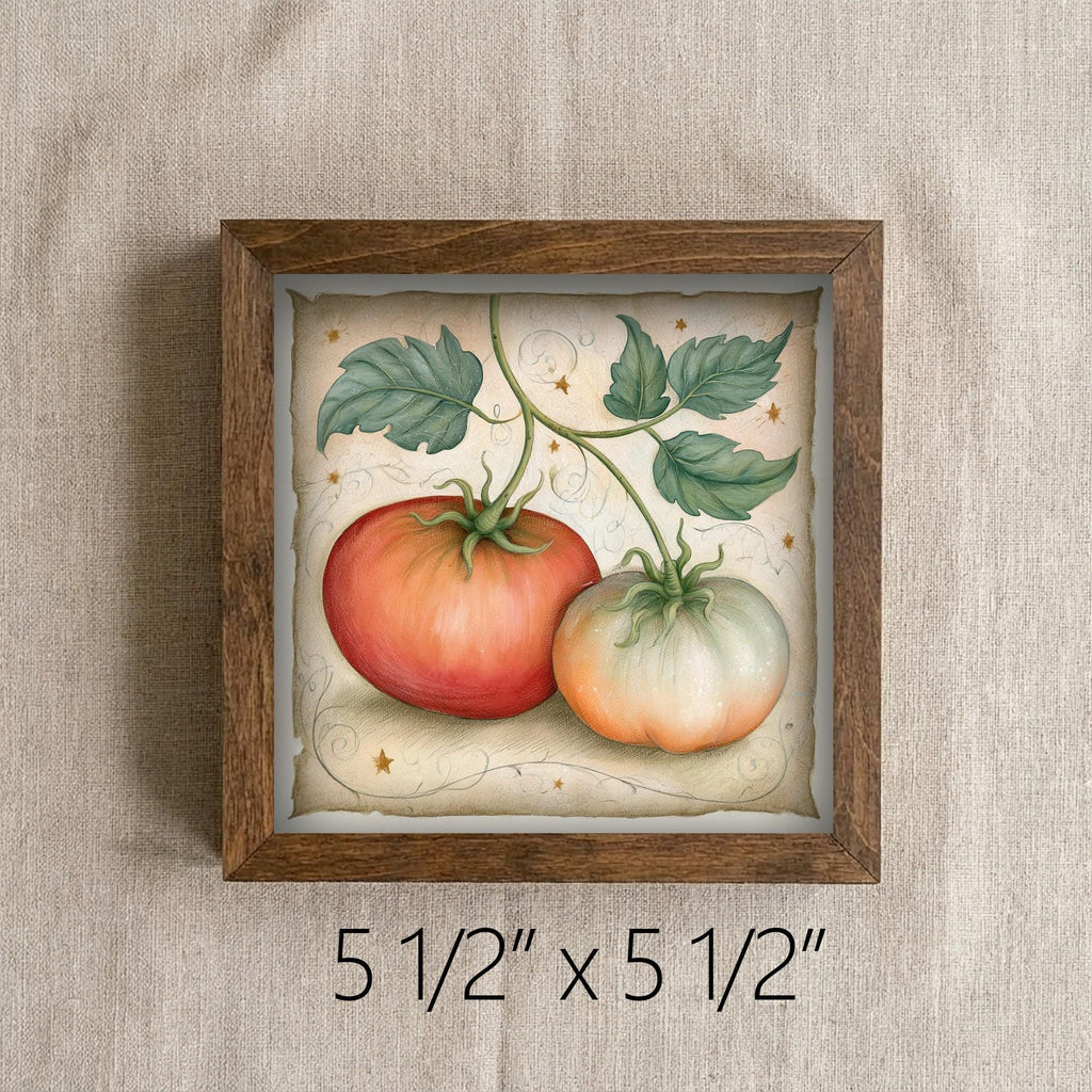 Framed Tomato Art Print | Rustic Farmhouse Kitchen Decor