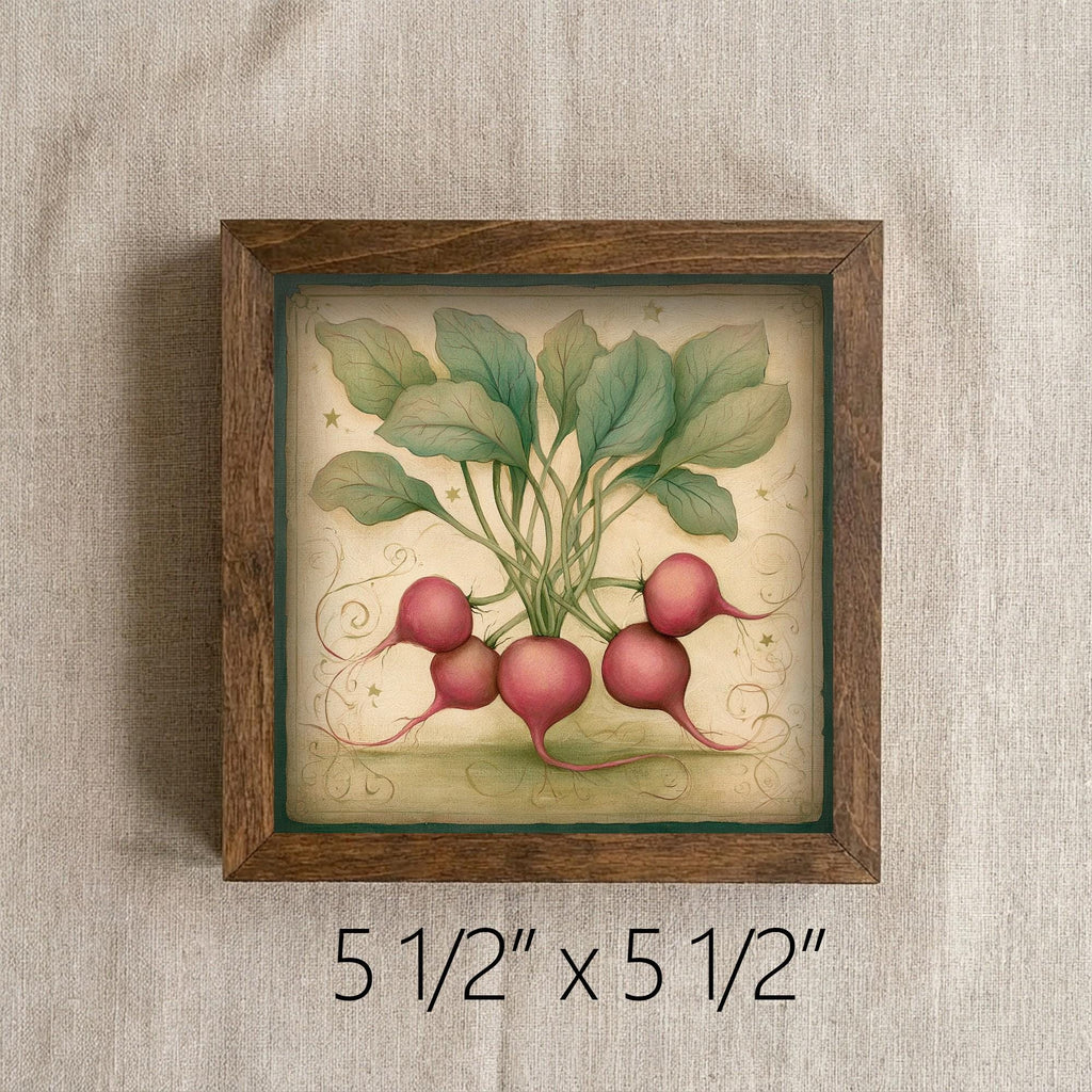 Framed Radish Art Print | Rustic Farmhouse Kitchen Decor