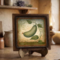 Framed Cucumber Art Print | Rustic Farmhouse Kitchen Decor (Easel Included)