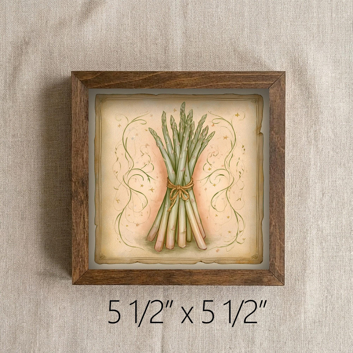 Framed Asparagus Bundle Art Print | Rustic Farmhouse Kitchen Decor