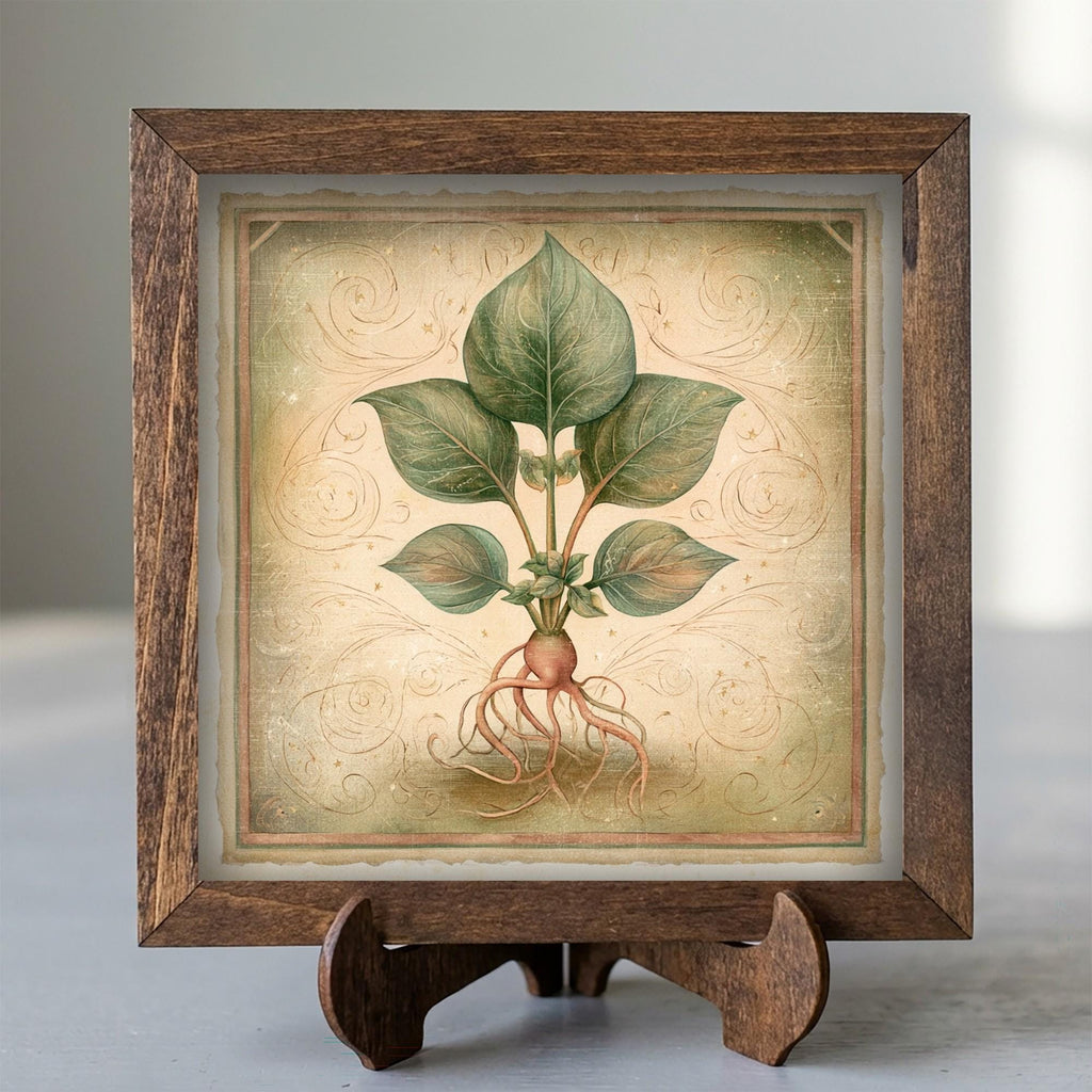 Framed Botanical Root Art Print | Rustic Farmhouse Shelf Decor