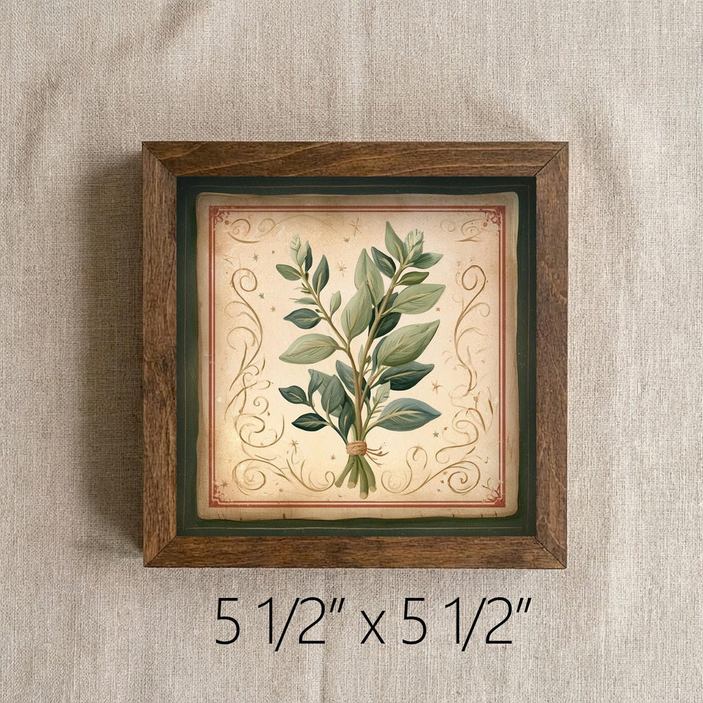Framed Eucalyptus Art Print | Rustic Farmhouse Shelf Decor (Easel Included)