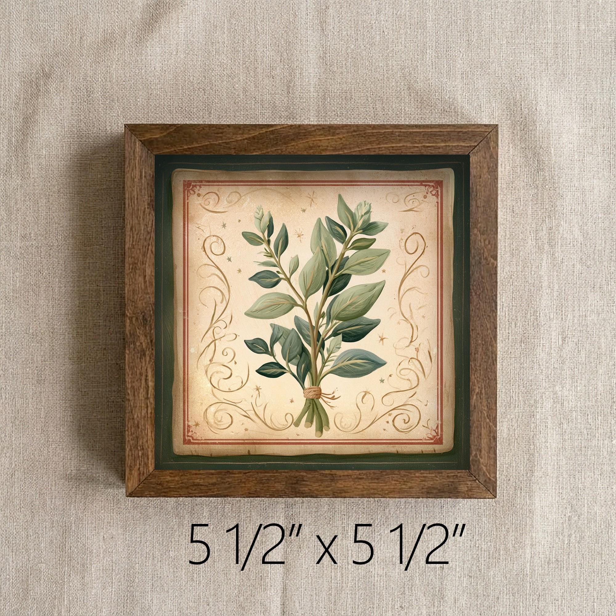 Framed Eucalyptus Art Print | Rustic Farmhouse Shelf Decor (Easel Included)