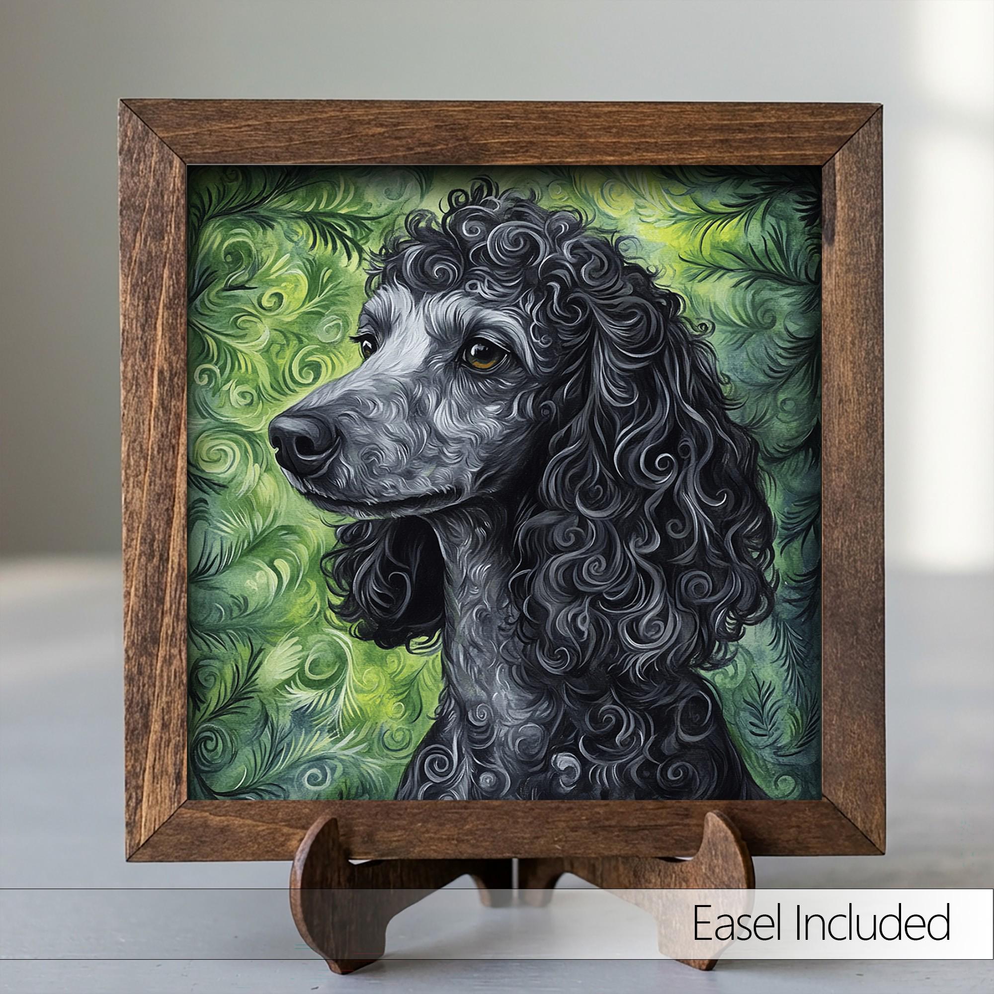 Framed Poodle Art Print | Rustic Farmhouse Pet Portrait Decor