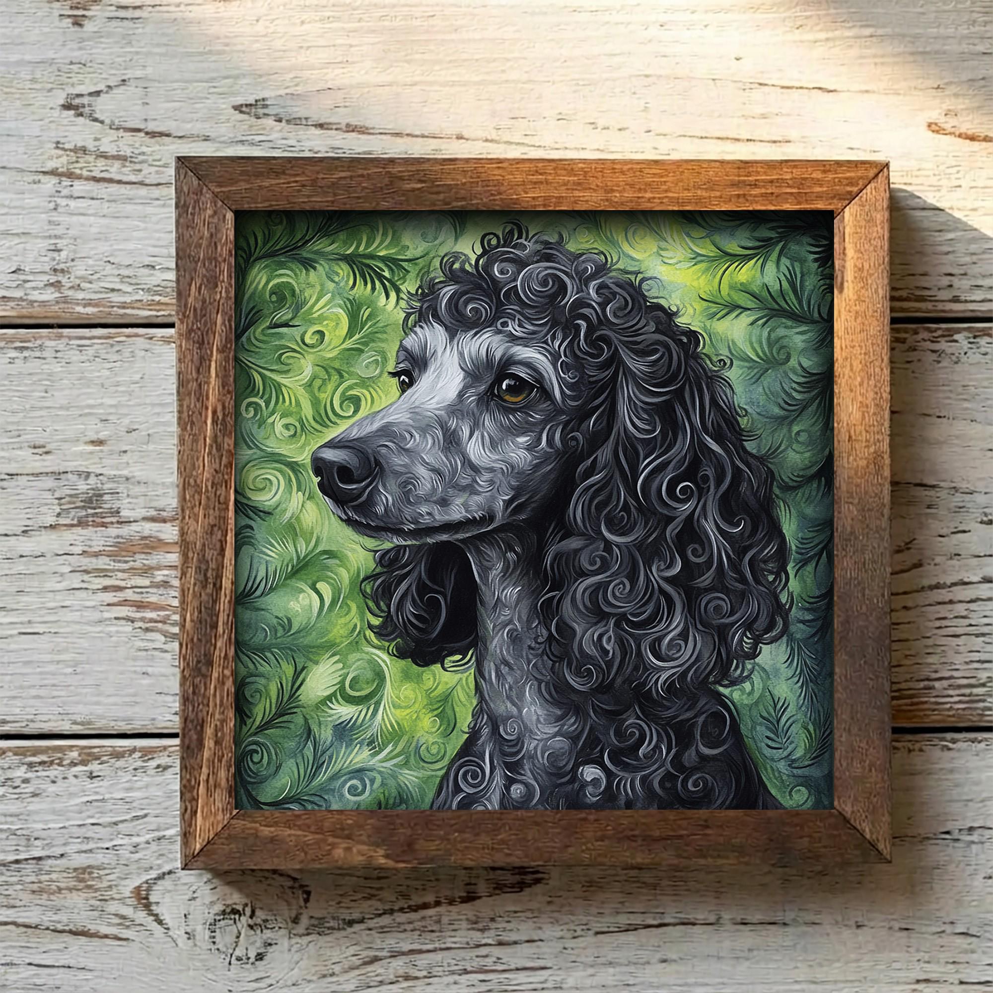 Framed Poodle Art Print | Rustic Farmhouse Pet Portrait Decor