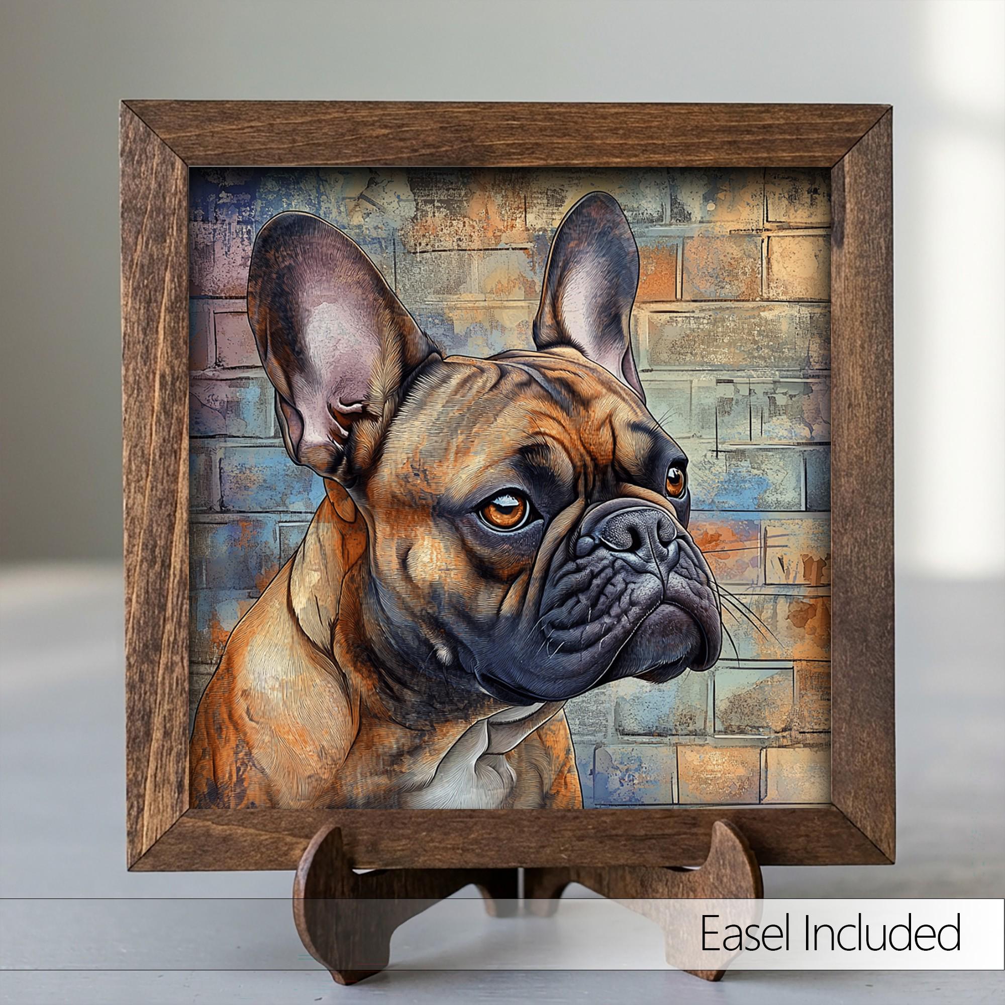 Framed French Bulldog Art Print | Rustic Farmhouse Dog Decor