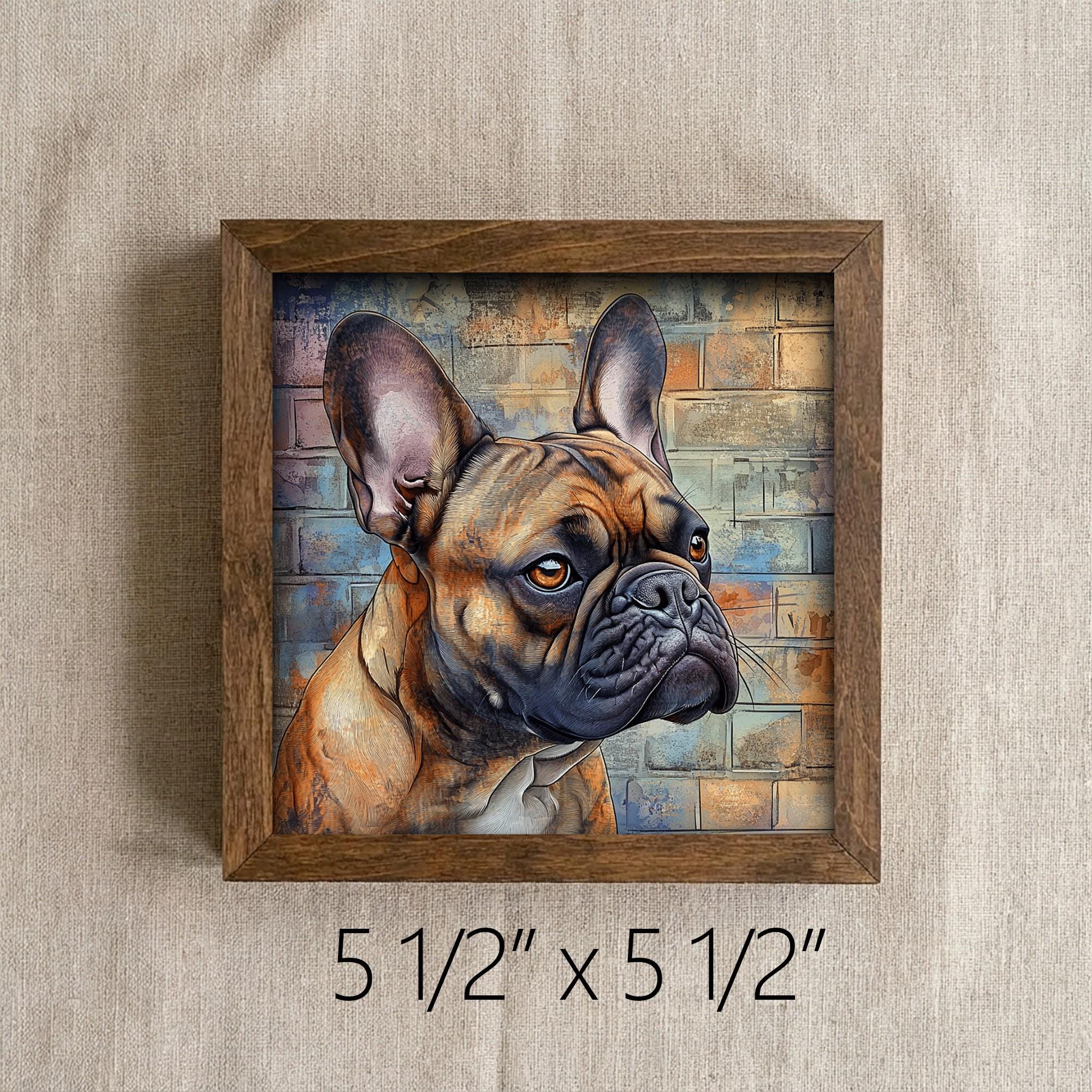 Framed French Bulldog Art Print | Rustic Farmhouse Dog Decor