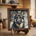 Framed German Shepherd Art Print | Rustic Farmhouse Dog Decor