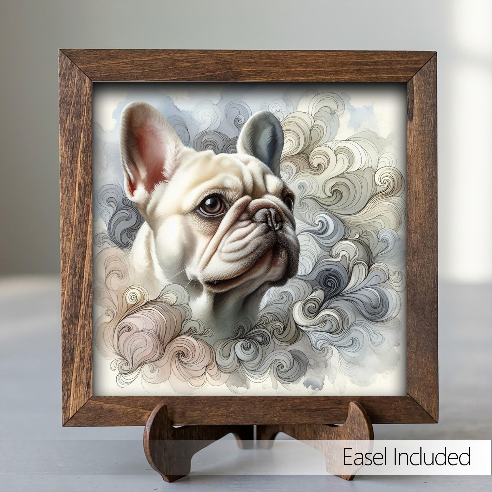 Framed French Bulldog Art Print | Rustic Farmhouse Pet Decor