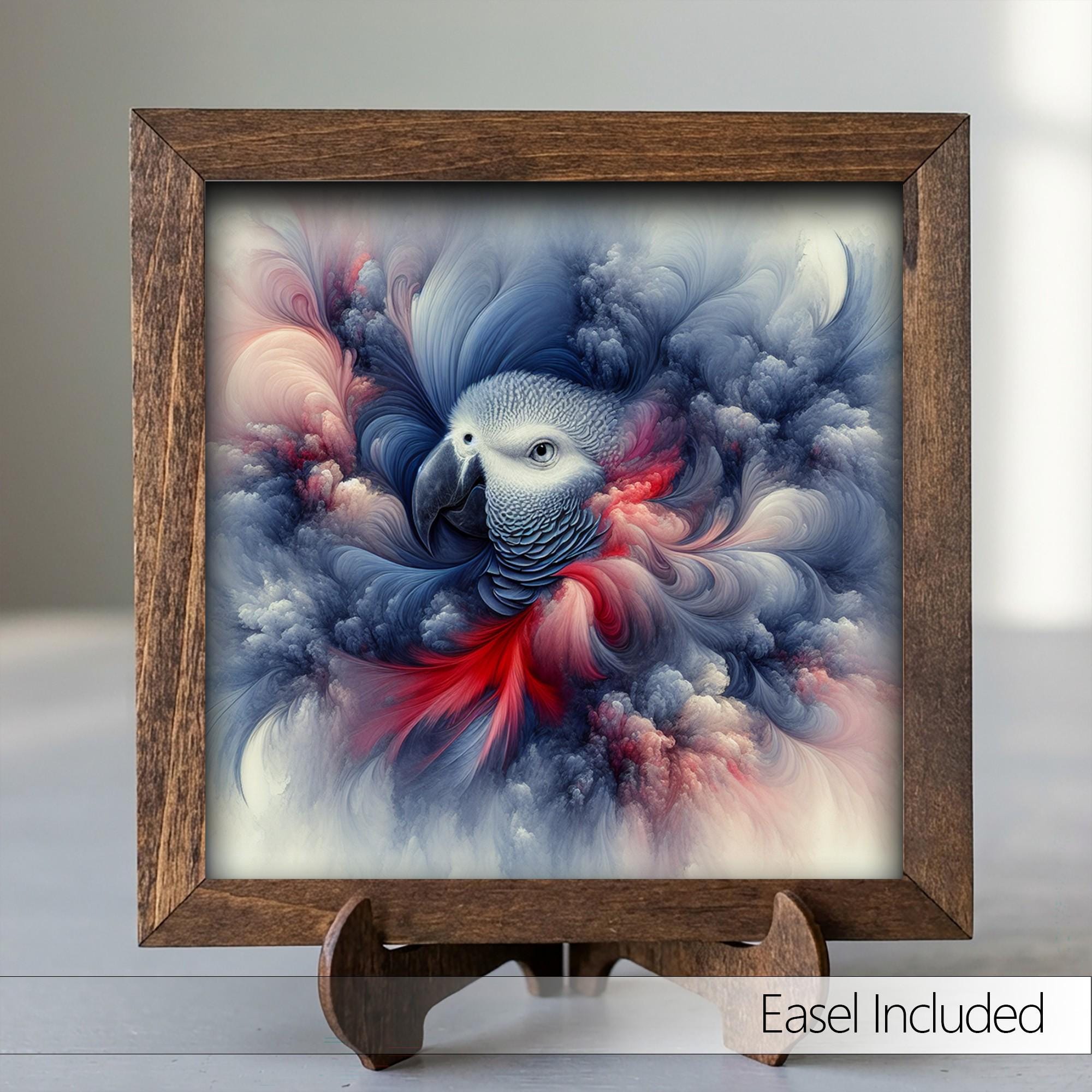 Framed Parrot Art Print | Rustic Farmhouse Shelf Decor
