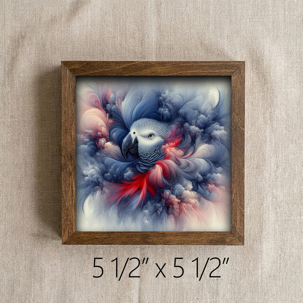 Framed Parrot Art Print | Rustic Farmhouse Shelf Decor