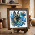 Framed German Shepherd Art Print | Coastal Blue Farmhouse Shelf Decor