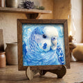 Framed Blue Parakeet Art Print | Rustic Farmhouse Bird Decor