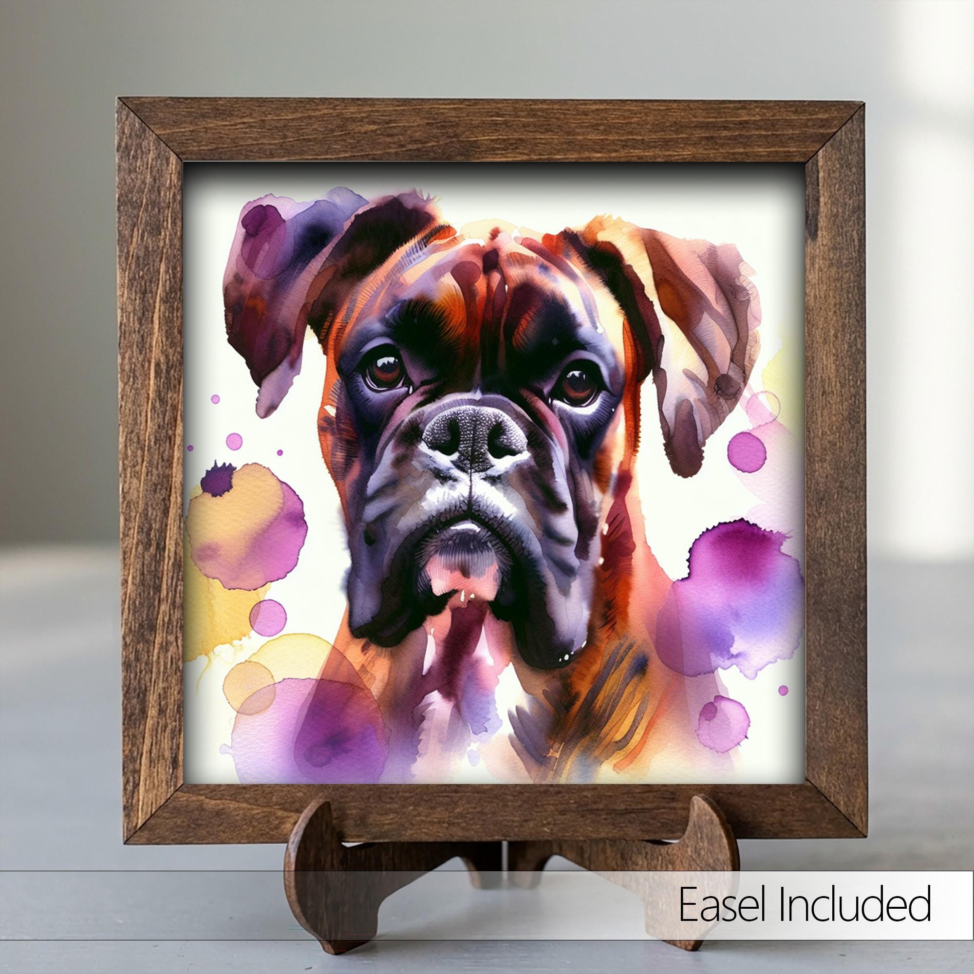 Framed Boxer Dog Art Print | Watercolor Pet Portrait Decor