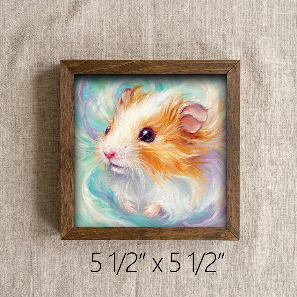 Framed Hamster Art Print | Watercolor Pet Portrait Shelf Decor