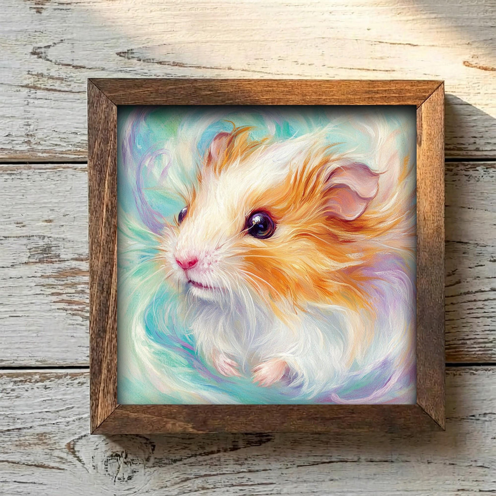 Framed Hamster Art Print | Watercolor Pet Portrait Shelf Decor