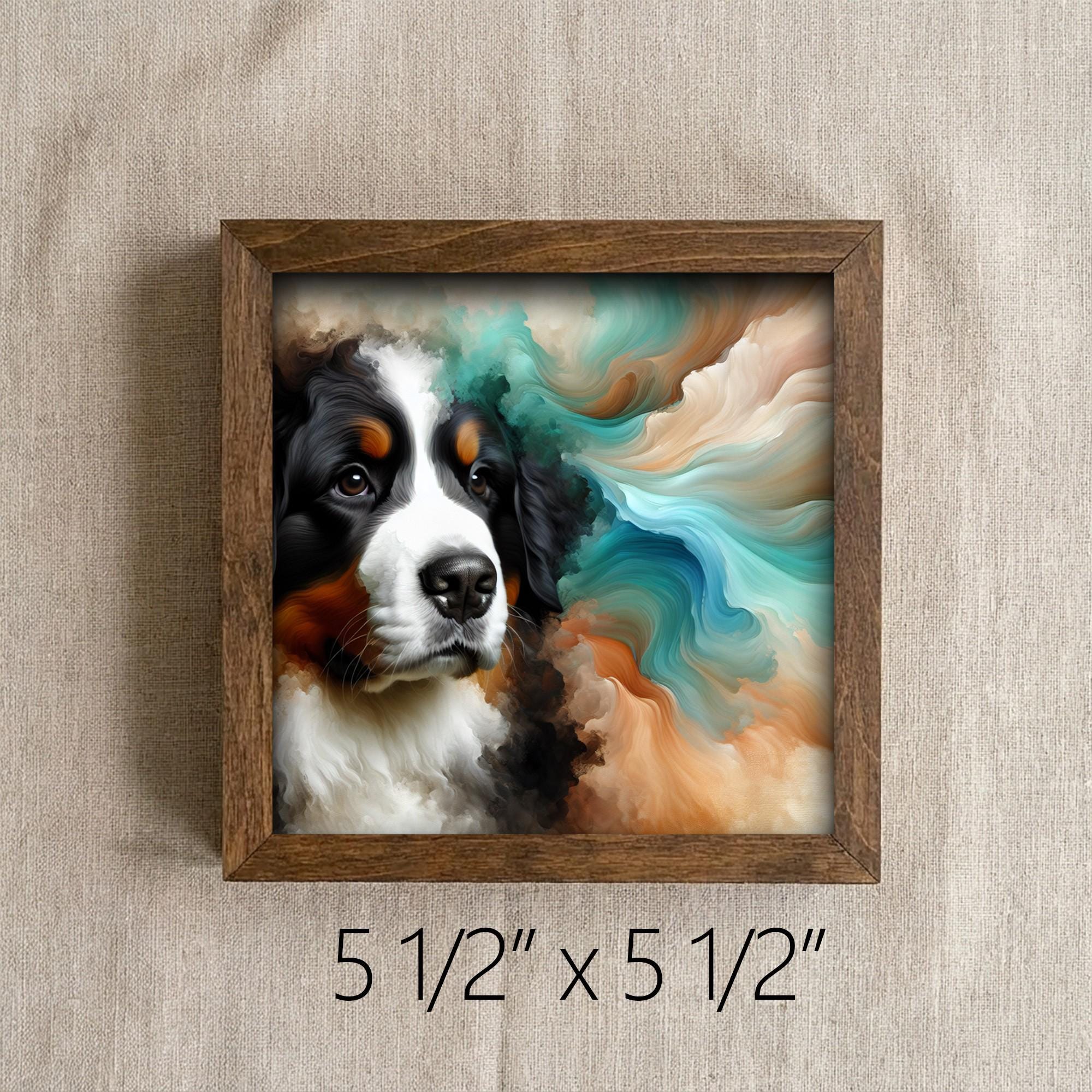 Framed Bernese Mountain Dog Art Print | Watercolor Pet Portrait Decor