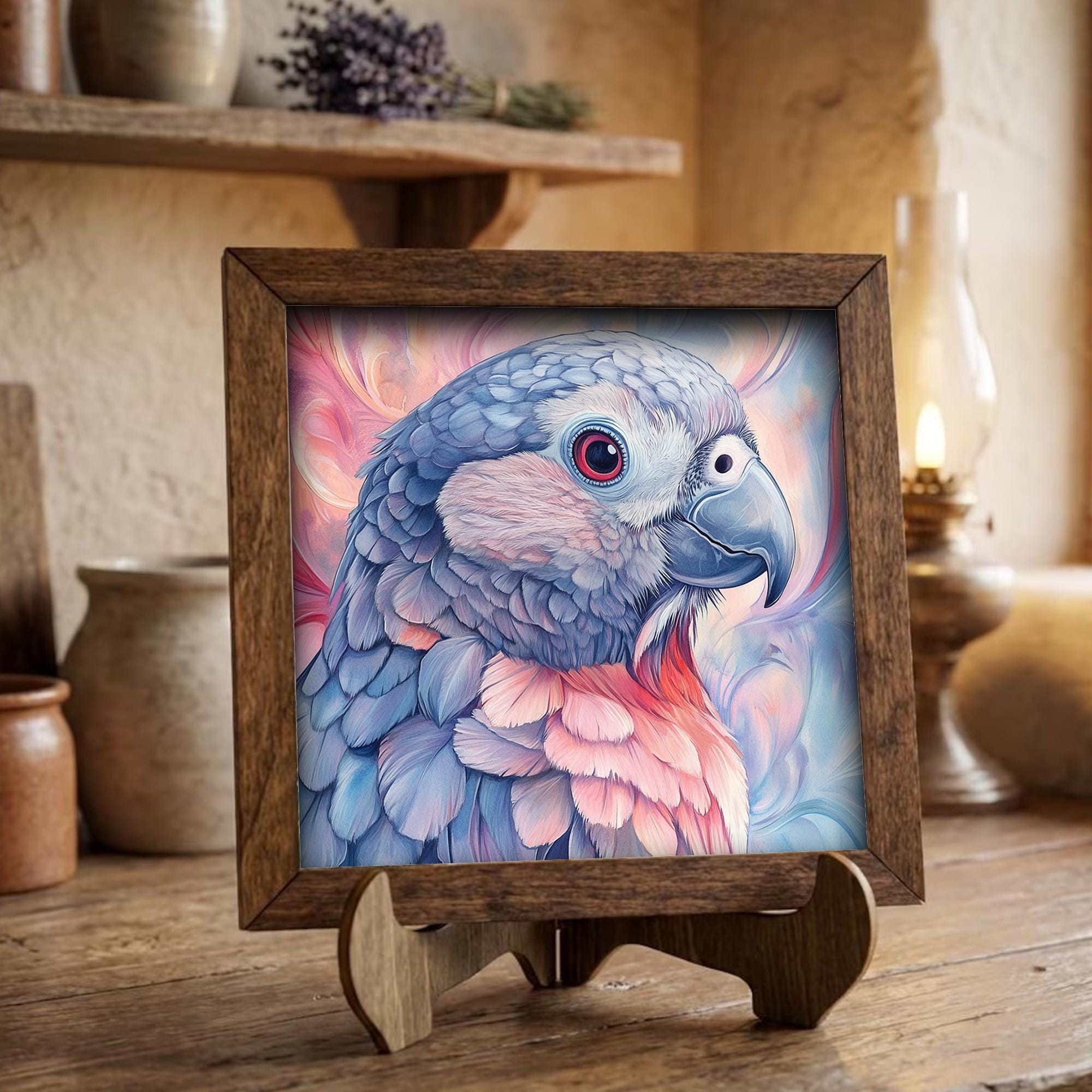 Framed Parrot Art Print | Watercolor Bird Farmhouse Decor