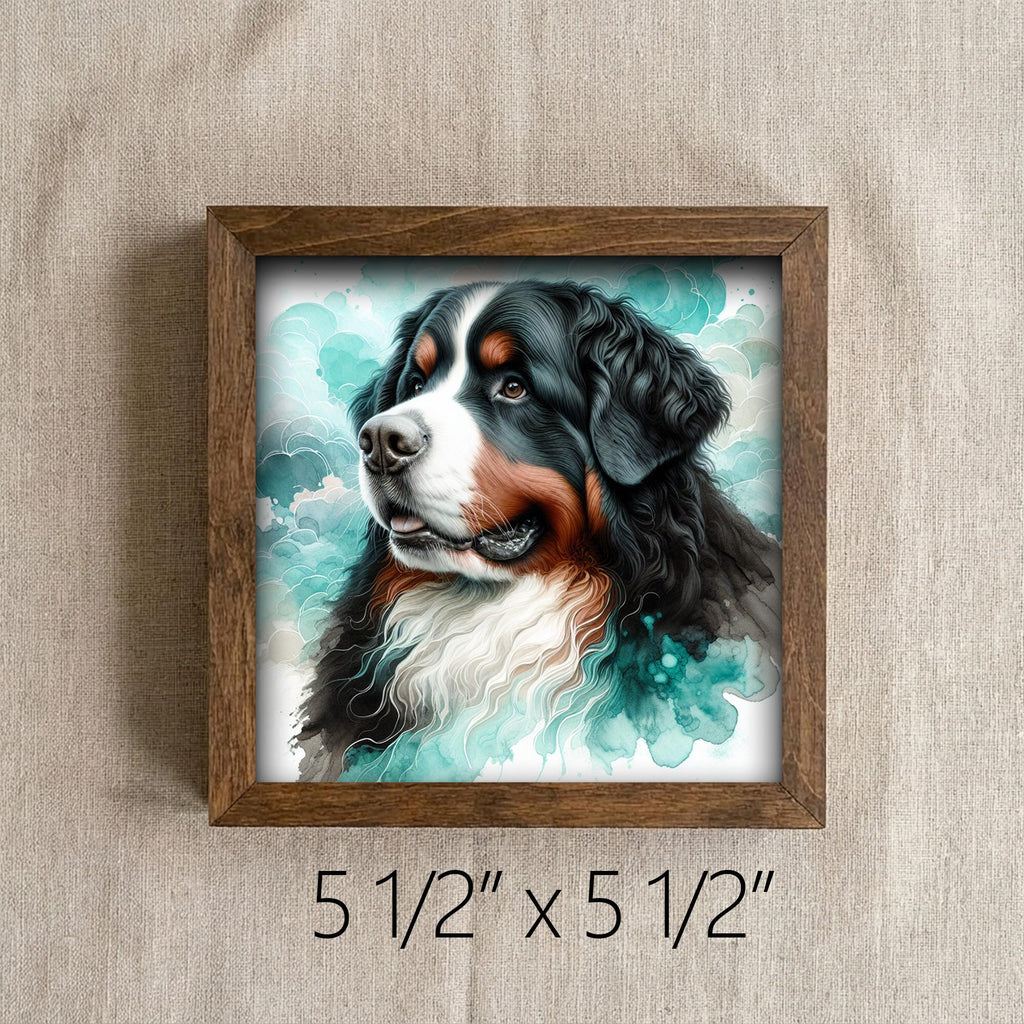 Framed Bernese Mountain Dog Art Print | Watercolor Pet Portrait Decor