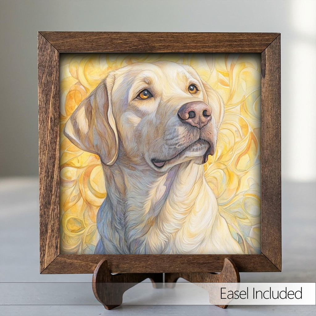 Framed Yellow Lab Art Print | Rustic Farmhouse Dog Decor