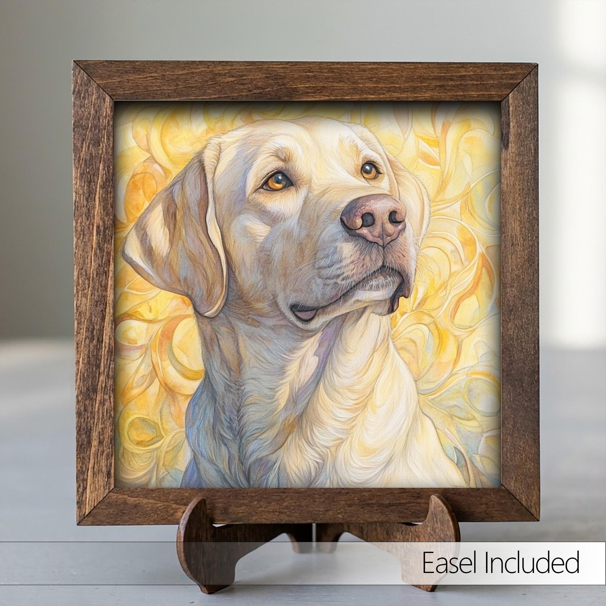 Framed Yellow Lab Art Print | Rustic Farmhouse Dog Decor
