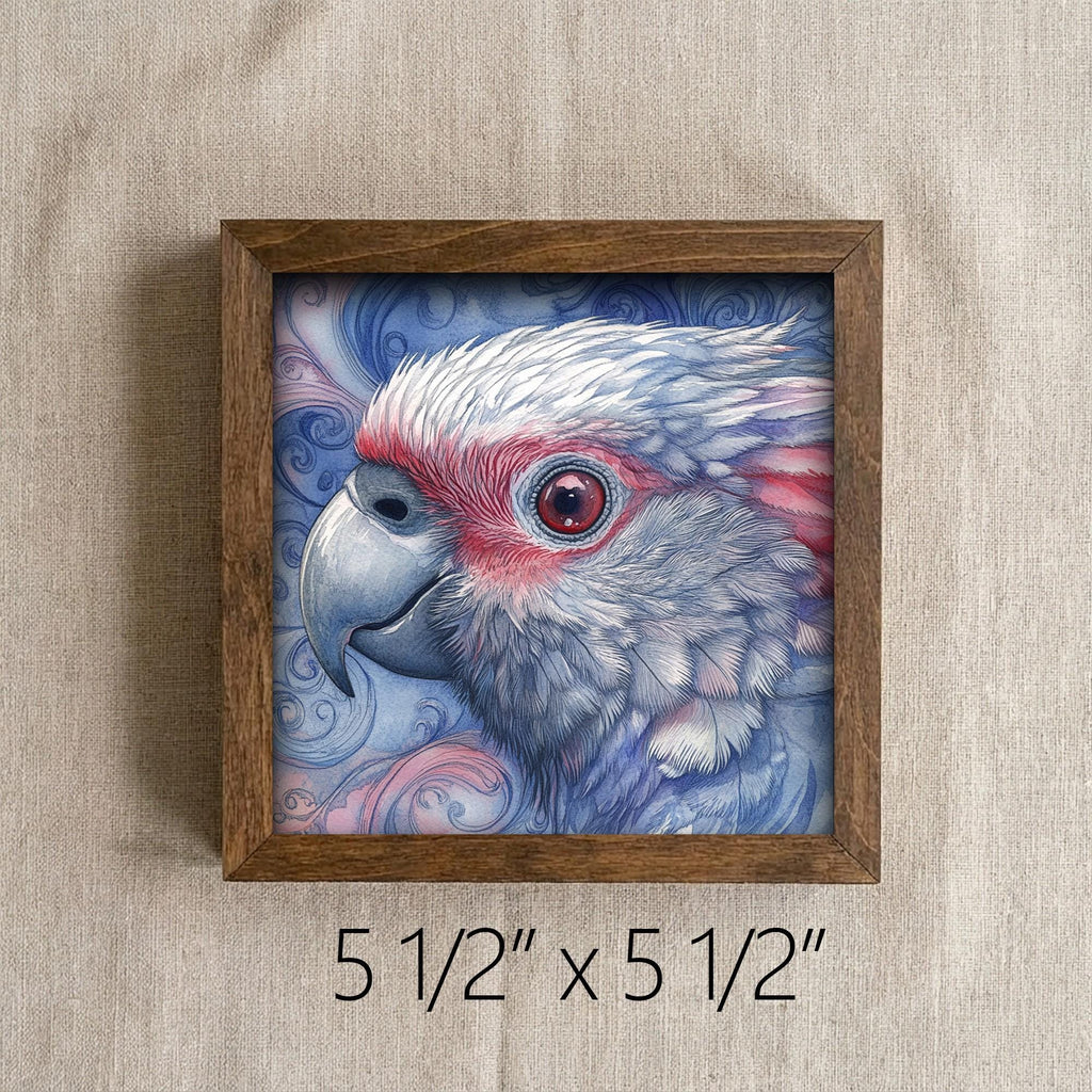 Framed Parrot Art Print | Rustic Bird Wall Decor (Easel Included)
