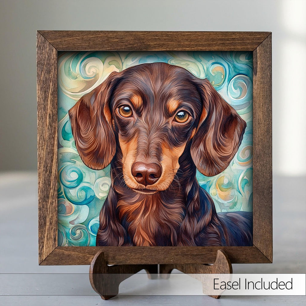Framed Dachshund Art Print | Rustic Farmhouse Pet Decor