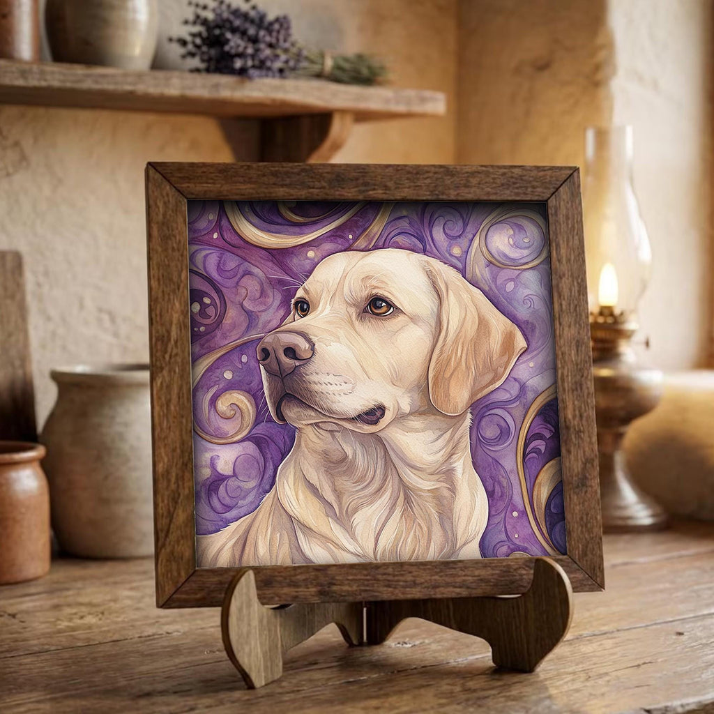Framed Yellow Lab Art Print | Rustic Farmhouse Shelf Decor