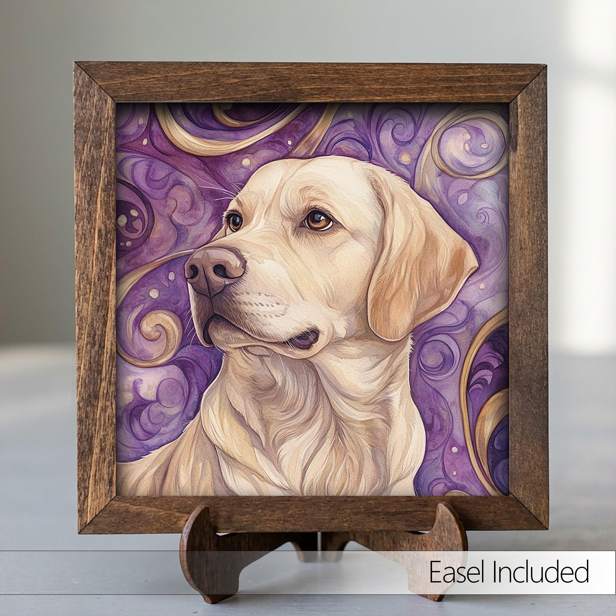 Framed Yellow Lab Art Print | Rustic Farmhouse Shelf Decor