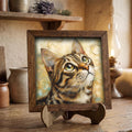 Framed Tabby Cat Art Print | Rustic Farmhouse Shelf Decor