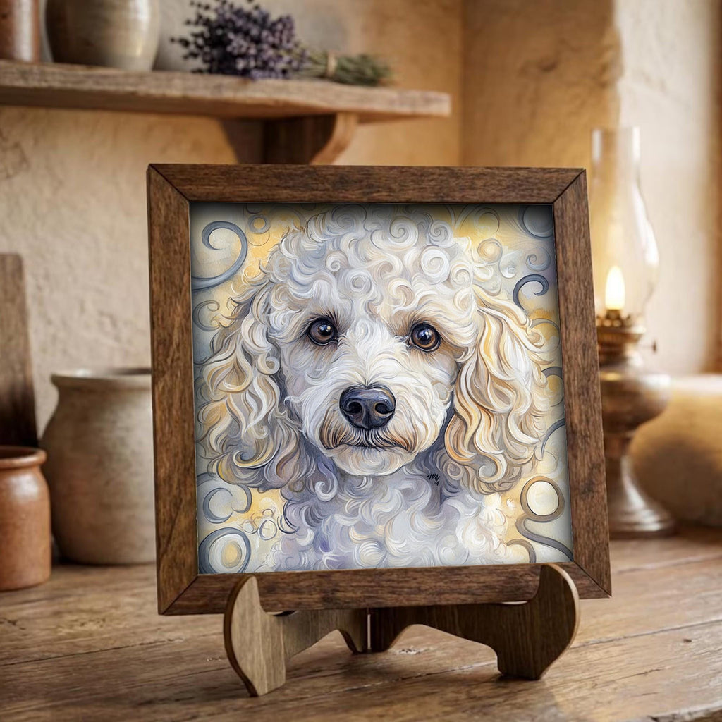 Framed Poodle Art Print | Watercolor Dog Portrait Shelf Decor