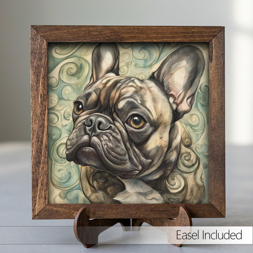Framed French Bulldog Art Print | Rustic Farmhouse Pet Decor