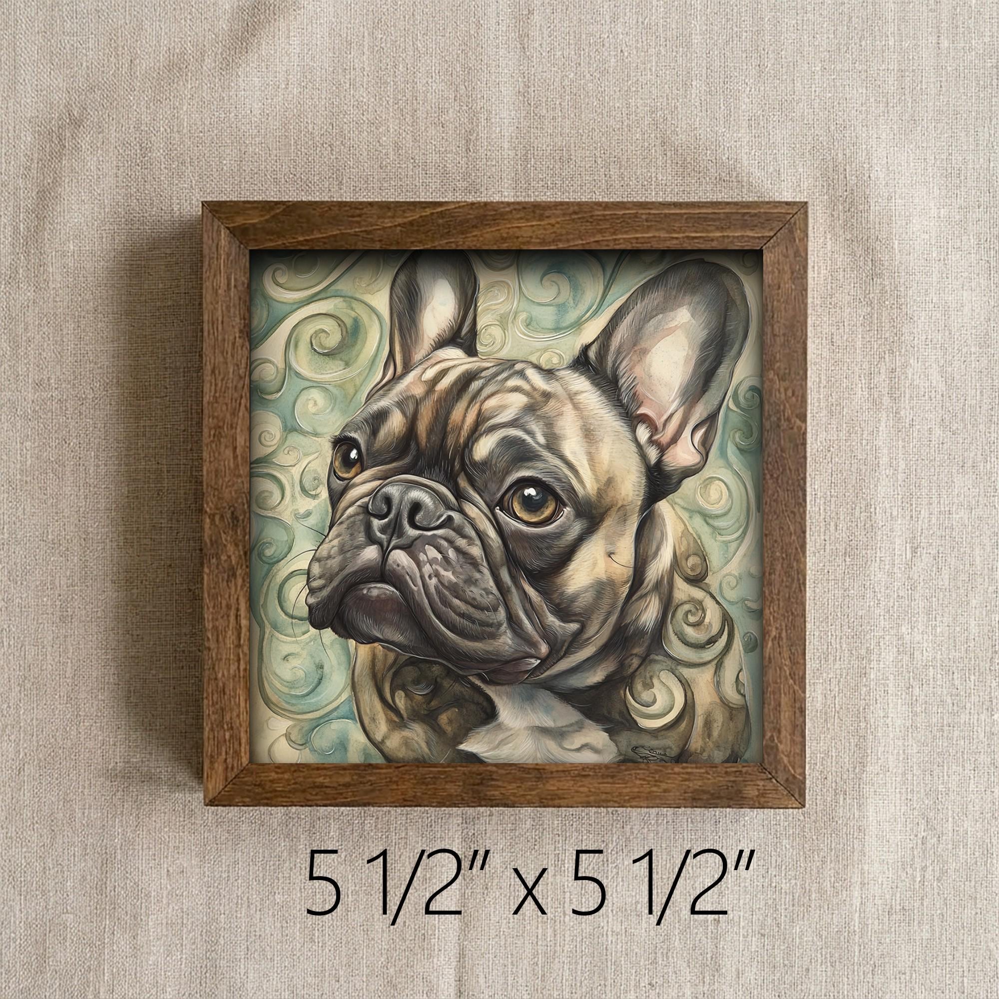 Framed French Bulldog Art Print | Rustic Farmhouse Pet Decor