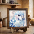 Framed Blue Parakeet Art Print | Rustic Farmhouse Bird Decor