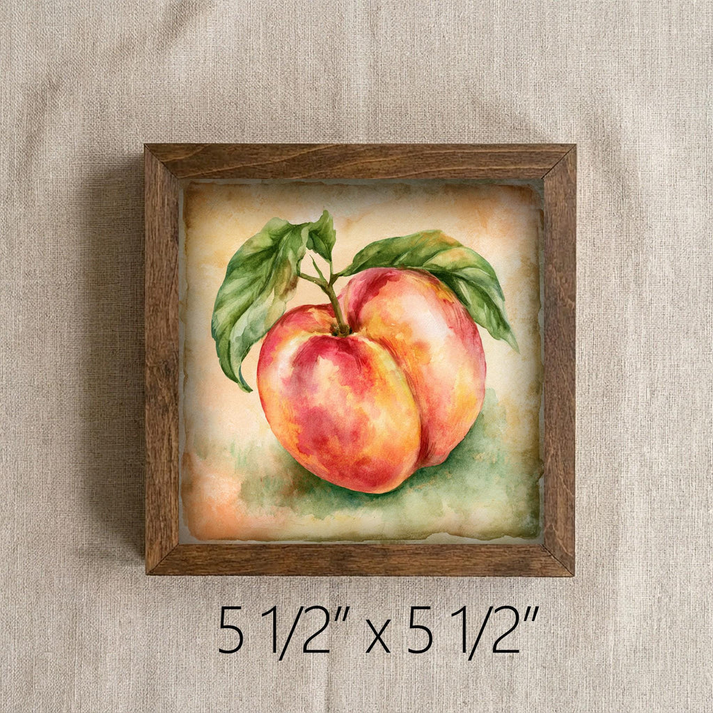 Framed Peach Art Print | Rustic Farmhouse Kitchen Decor (Easel Included)