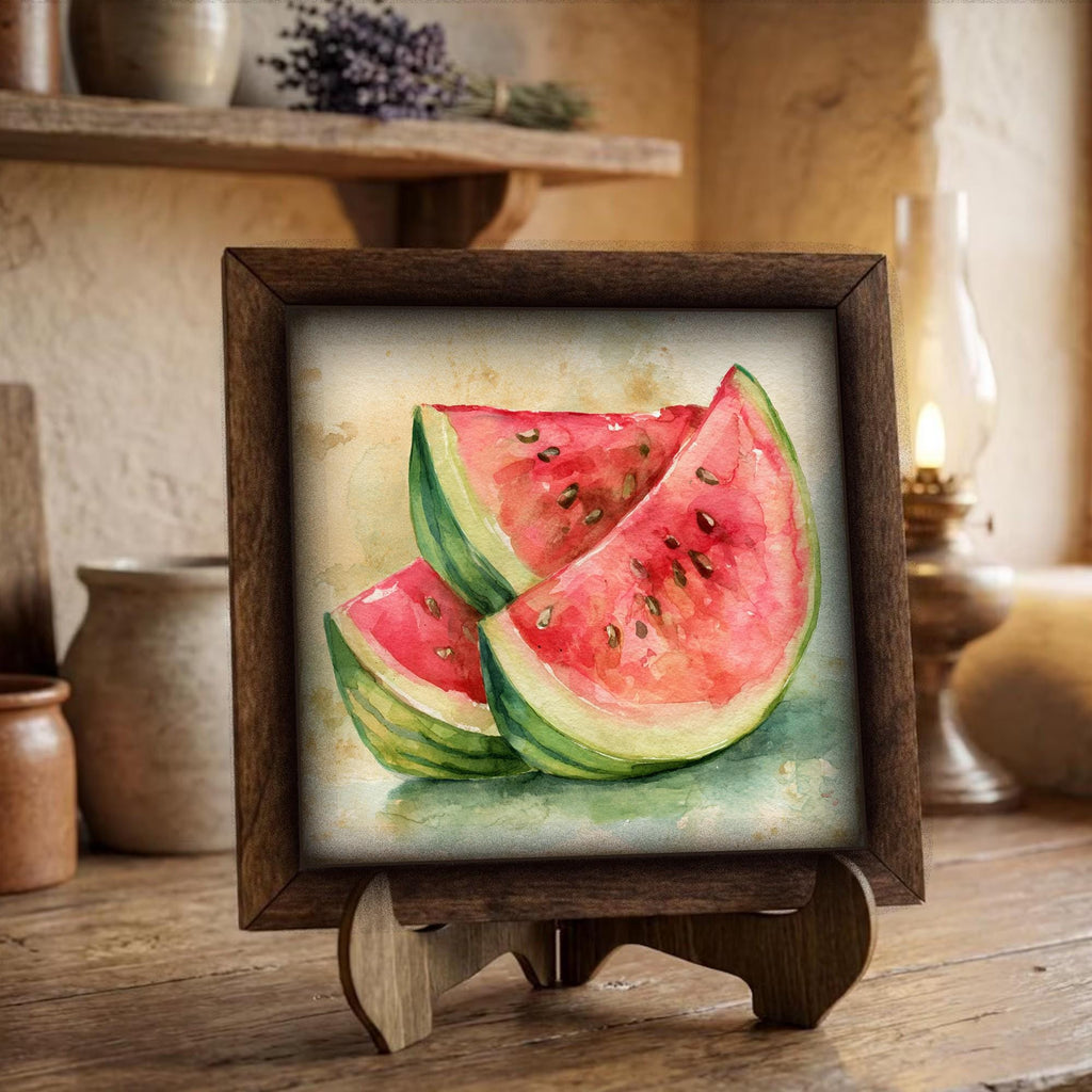 Framed Watermelon Art Print | Rustic Farmhouse Kitchen Decor